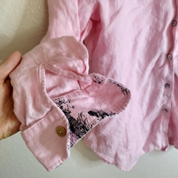 Tasha Polizzi for saddleblanket pink linen button down shirt Sz Xl - Picture 5 of 8